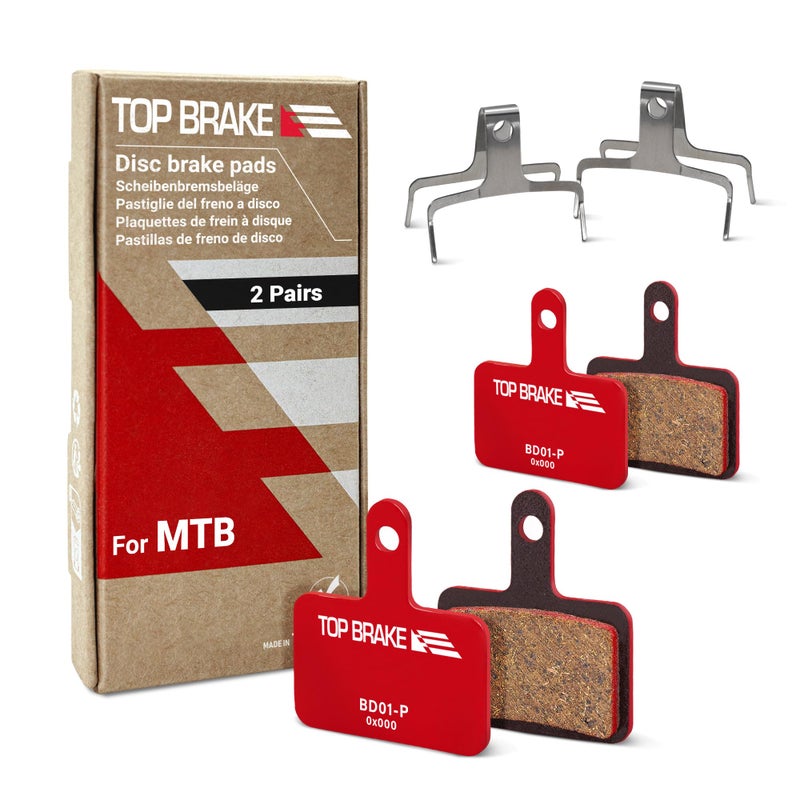 Top Brake وسادات فرامل الدراجة الجبلية ذات القرص العلوي متوافقة مع Shimano Deore M515 M525 TRP Hylex TEKTRO Orion|MTB، Trail، Gravel، Cross Country|مركب سيراميك، خيار صامت، أحمر (زوجان) - Image 1